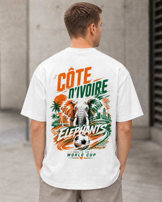 Elfenbeinküste WM Shirt 2026 – Heavyweight Oversize Shirt Weiss, Rückenprint
