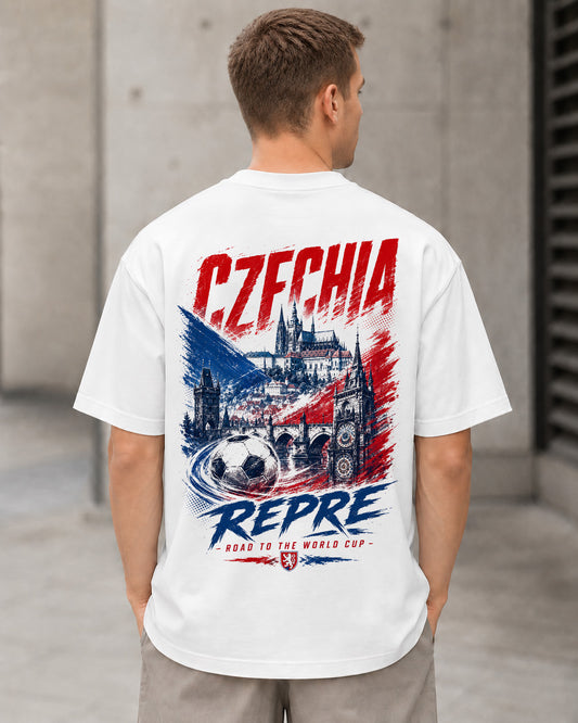 Tschechien WM Shirt 2026 – Heavyweight Oversize Shirt Weiss, Rückenprint