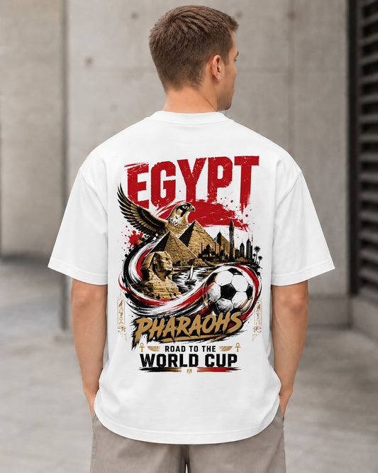 Ägypten WM Shirt 2026 – Heavyweight Oversize Shirt Weiss, Rückenprint