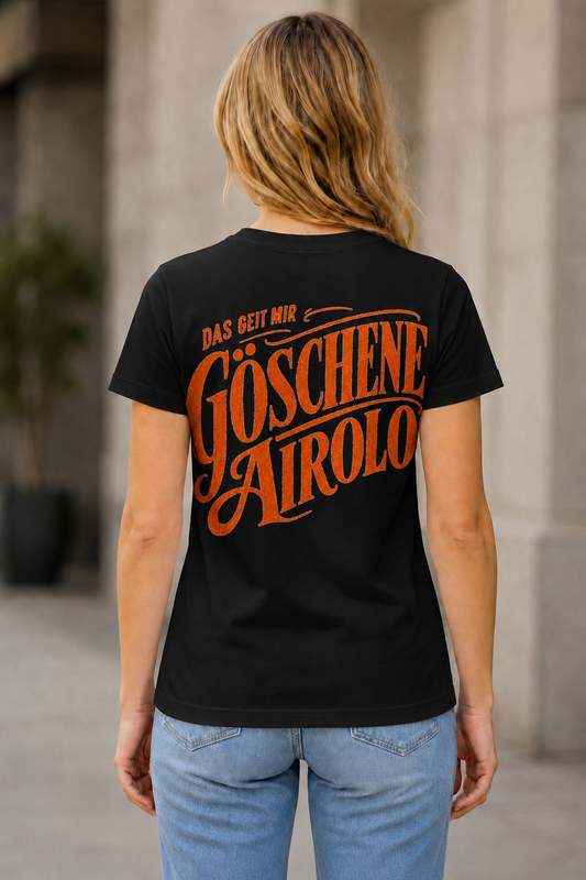 Göschene Airolo T-Shirt – Frauen Shirt Schwarz, Rückenprint