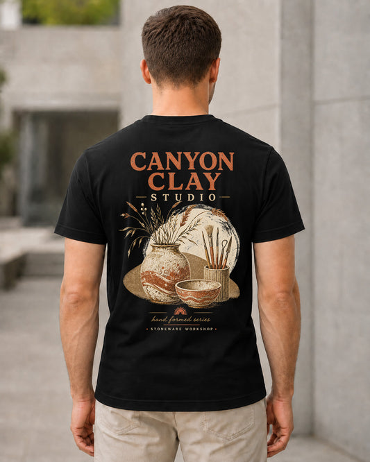 Canyon Clay Studio T-Shirt – Bio-Baumwolle Shirt Schwarz, Rückenprint