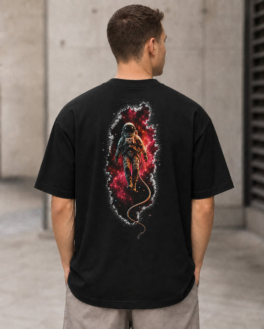Nebula Drifter T-Shirt – Heavyweight Oversize Shirt Schwarz, Rückenprint