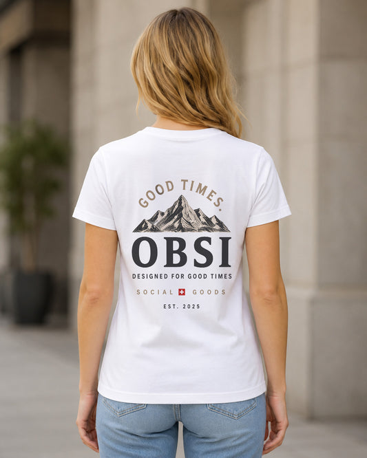OBSI Good Times Peak T-Shirt – Frauen Shirt Weiss, Rückenprint