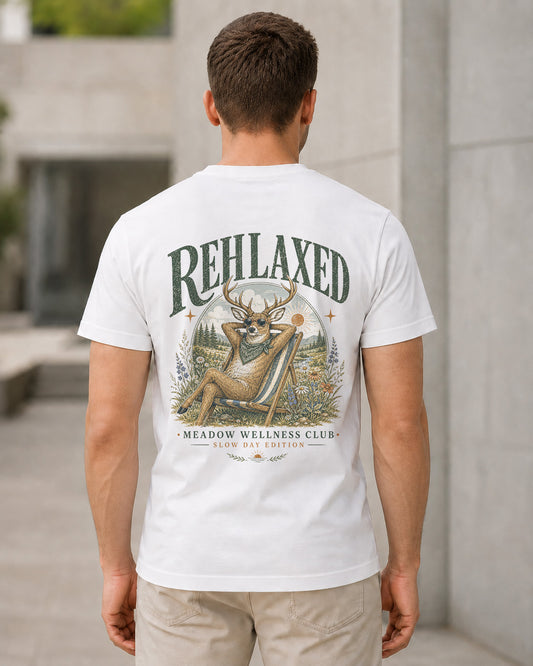 Rehlaxed T-Shirt – Bio-Baumwolle Shirt Weiss, Rückenprint