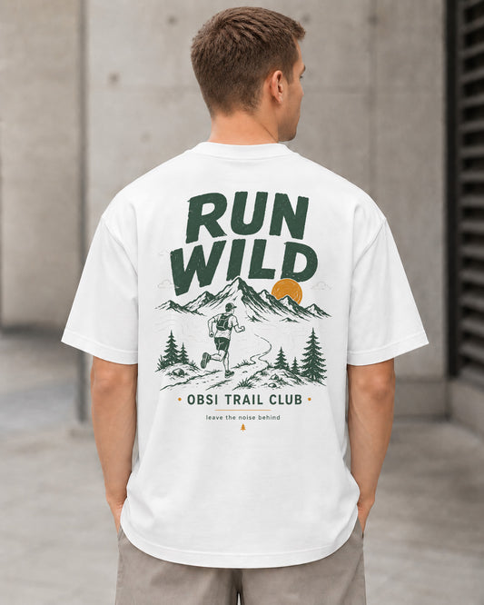 Run Wild T-Shirt – Heavyweight Oversize Shirt Weiss, Rückenprint