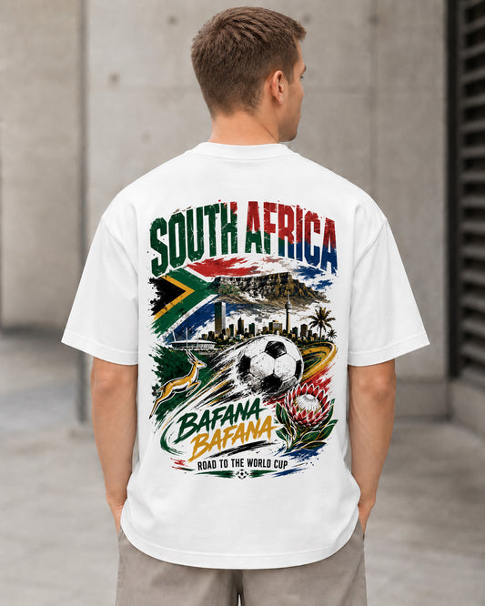 Südafrika WM Shirt 2026 – Heavyweight Oversize Shirt Weiss, Rückenprint