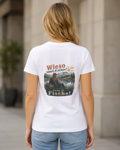 Gang go Fische – Frauen Shirt Weiss (Rücken)