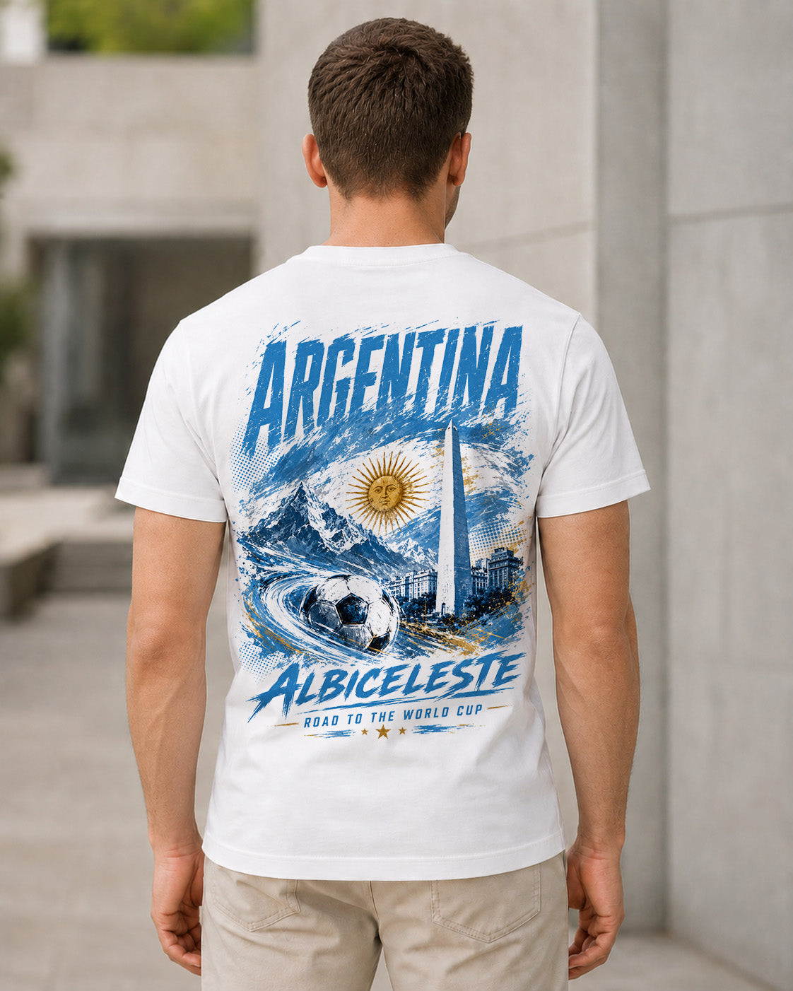 Argentinien WM Shirt 2026 – Bio-Baumwolle Shirt Weiss, Rückenprint