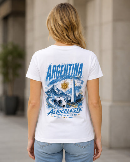 Argentinien WM Shirt 2026 – Frauen Shirt Weiss, Rückenprint