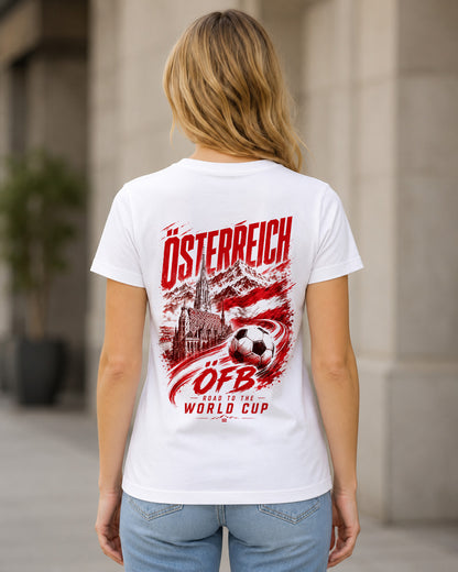 Österreich WM Shirt 2026 – Frauen Shirt Weiss, Rückenprint