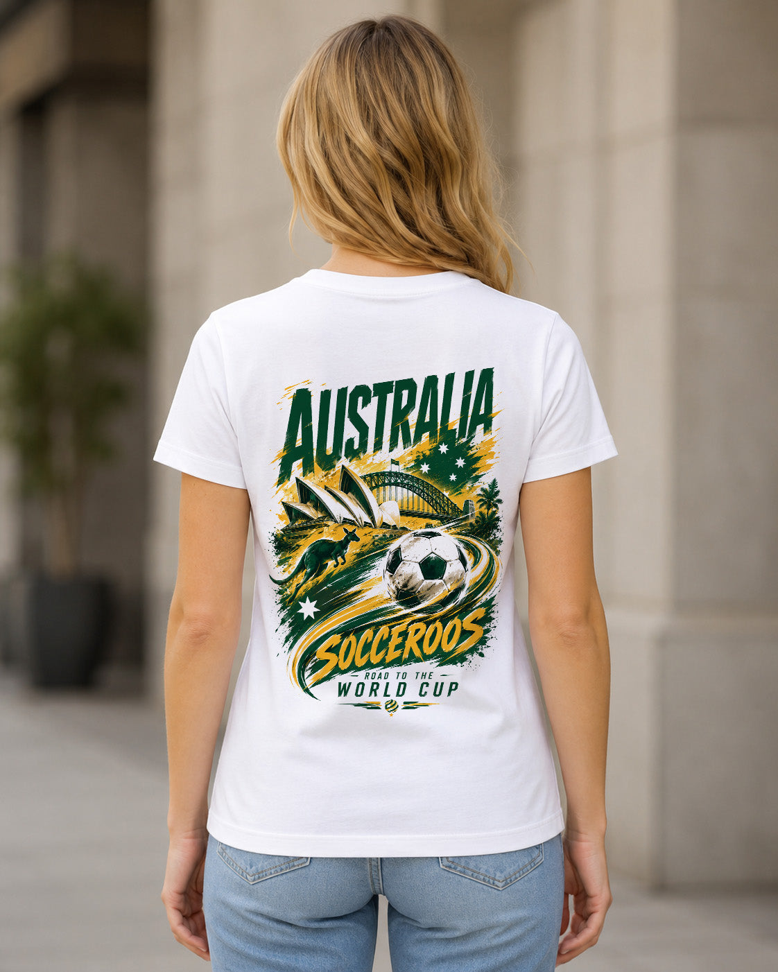 Australien WM Shirt 2026 – Frauen Shirt Weiss, Rückenprint