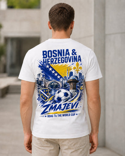 Bosnien-Herzegowina WM Shirt 2026 – Bio-Baumwolle Shirt Weiss, Rückenprint