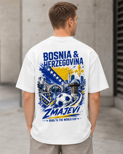 Bosnien-Herzegowina WM Shirt 2026 – Heavyweight Oversize Shirt Weiss, Rückenprint