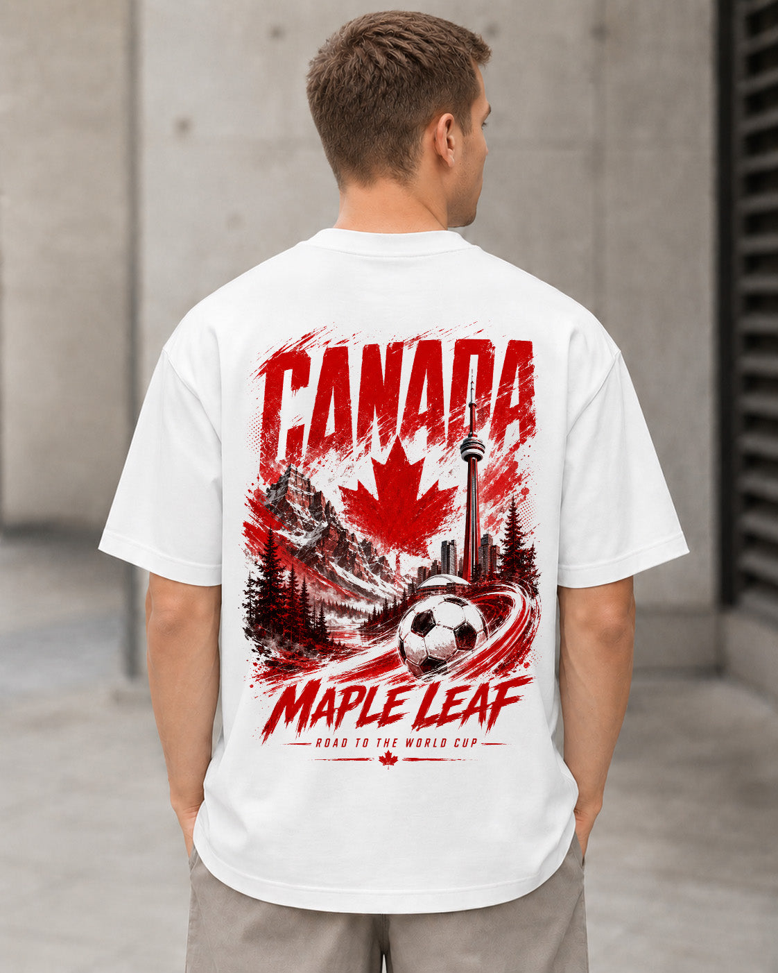 Kanada WM Shirt 2026 – Heavyweight Oversize Shirt Weiss, Rückenprint