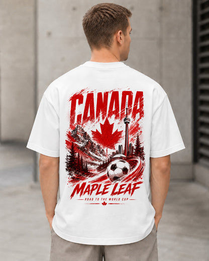Kanada WM Shirt 2026 – Heavyweight Oversize Shirt Weiss, Rückenprint