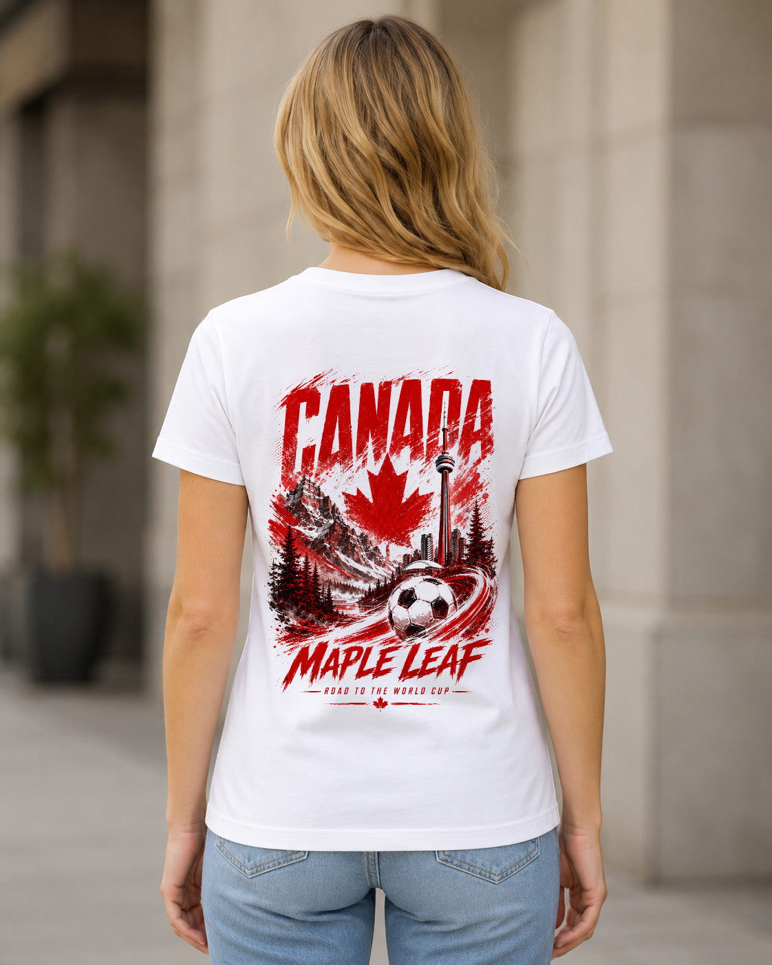 Kanada WM Shirt 2026 – Frauen Shirt Weiss, Rückenprint