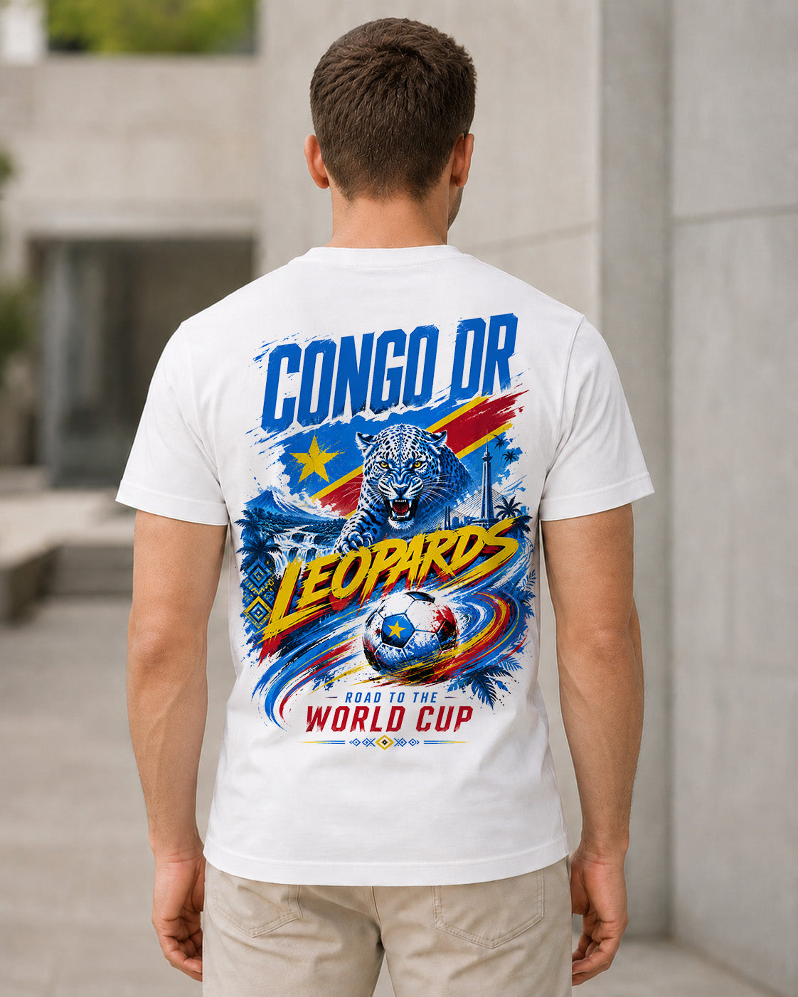 DR Kongo WM Shirt 2026 – Bio-Baumwolle Shirt Weiss, Rückenprint