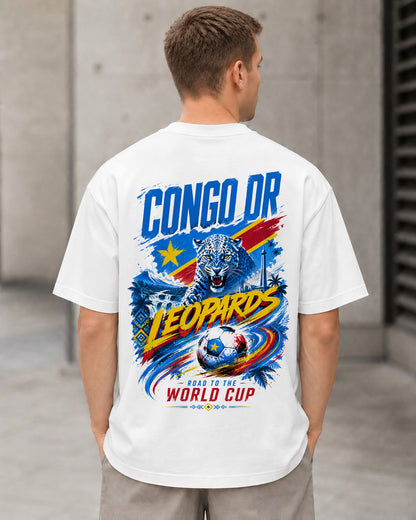 DR Kongo WM Shirt 2026 – Heavyweight Oversize Shirt Weiss, Rückenprint