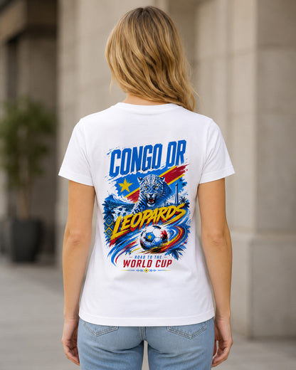 DR Kongo WM Shirt 2026 – Frauen Shirt Weiss, Rückenprint