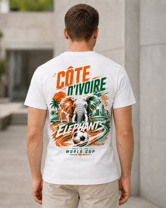 Elfenbeinküste WM Shirt 2026 – Bio-Baumwolle Shirt Weiss, Rückenprint