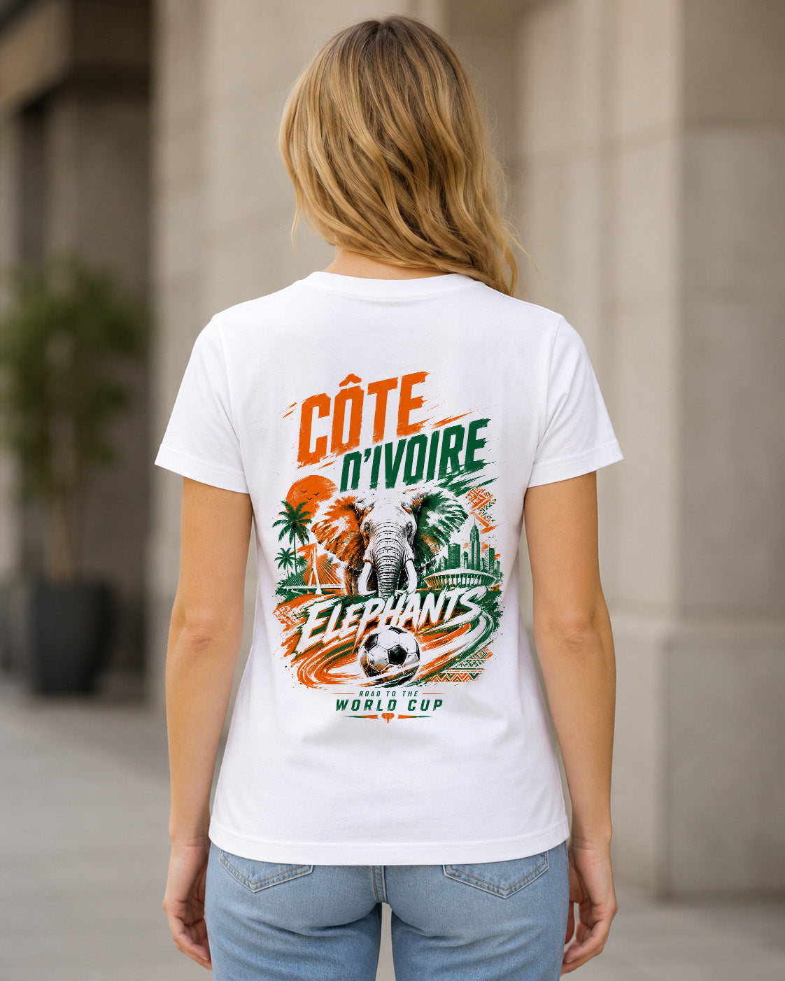 Elfenbeinküste WM Shirt 2026 – Frauen Shirt Weiss, Rückenprint