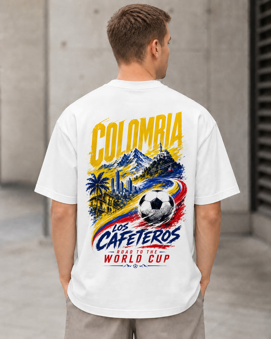 Kolumbien WM Shirt 2026 – Heavyweight Oversize Shirt Weiss, Rückenprint