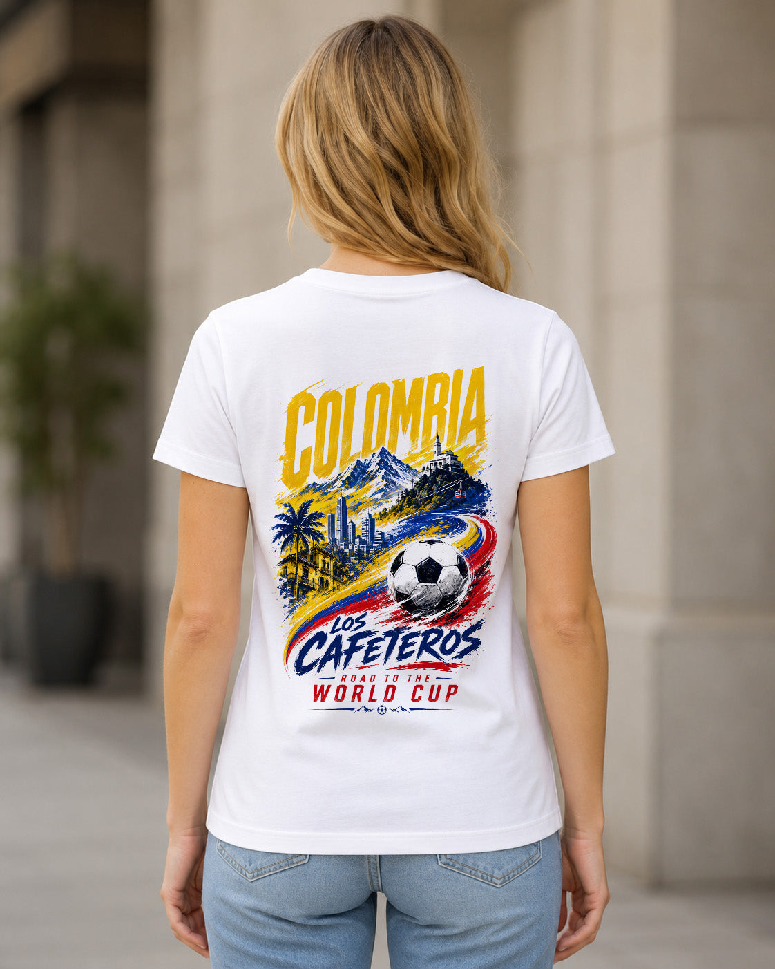 Kolumbien WM Shirt 2026 – Frauen Shirt Weiss, Rückenprint