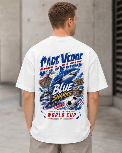 Kap Verde WM Shirt 2026 – Heavyweight Oversize Shirt Weiss, Rückenprint