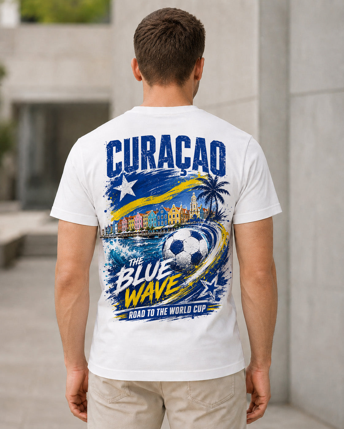Curaçao WM Shirt 2026 – Bio-Baumwolle Shirt Weiss, Rückenprint