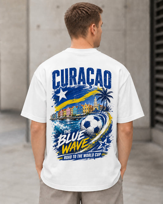 Curaçao WM Shirt 2026 – Heavyweight Oversize Shirt Weiss, Rückenprint