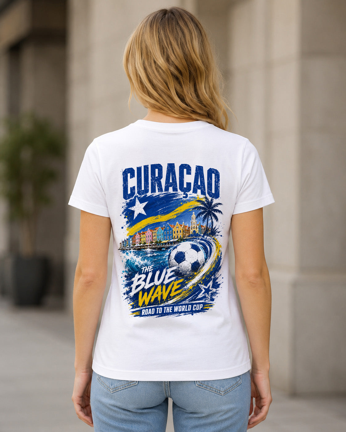 Curaçao WM Shirt 2026 – Frauen Shirt Weiss, Rückenprint