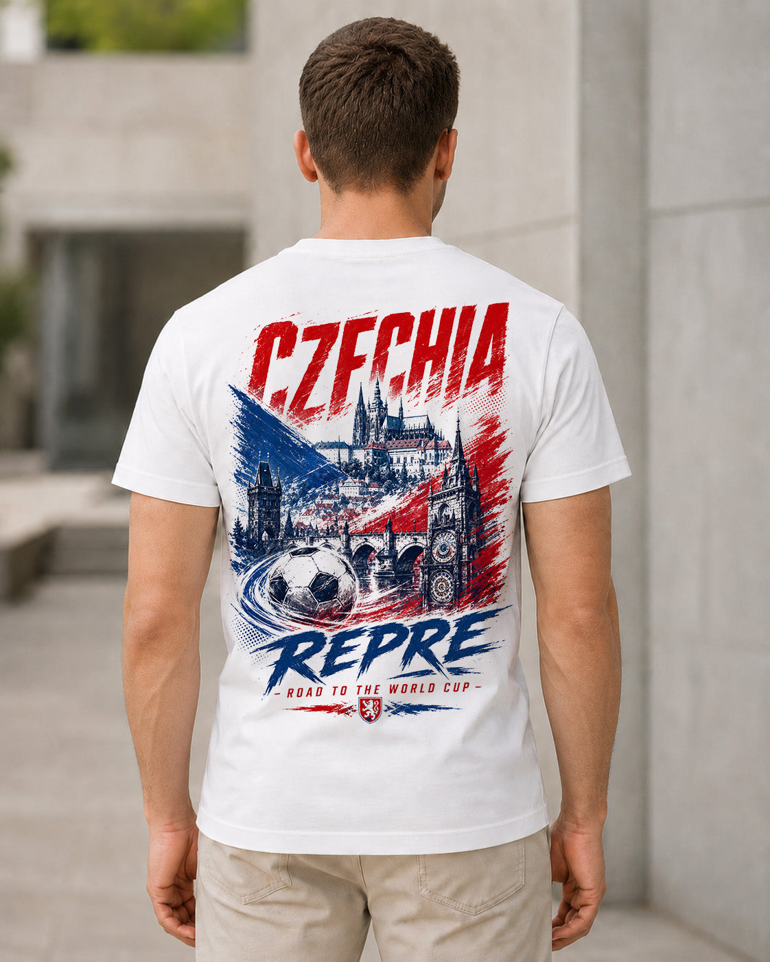 Tschechien WM Shirt 2026 – Bio-Baumwolle Shirt Weiss, Rückenprint