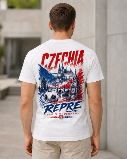 Tschechien WM Shirt 2026 – Bio-Baumwolle Shirt Weiss, Rückenprint