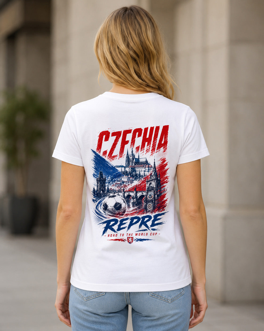 Tschechien WM Shirt 2026 – Frauen Shirt Weiss, Rückenprint