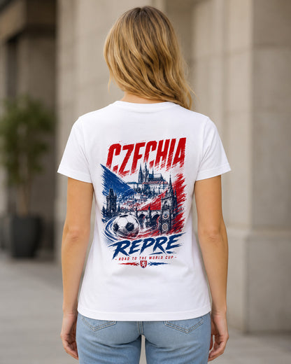 Tschechien WM Shirt 2026 – Frauen Shirt Weiss, Rückenprint