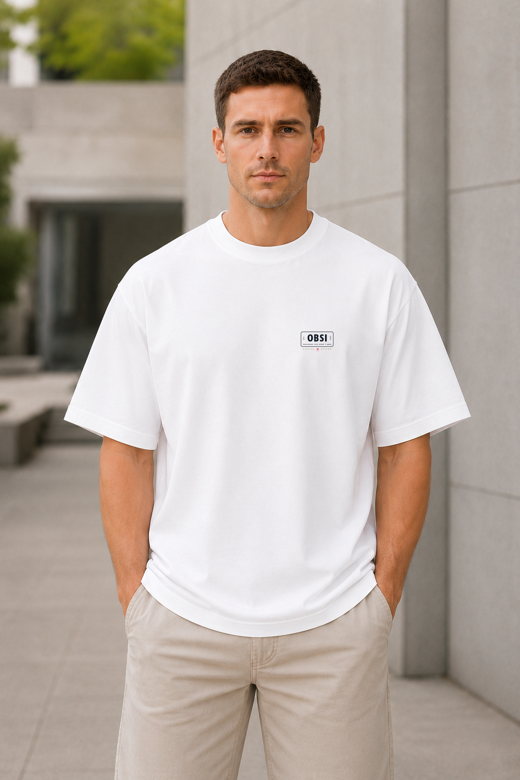 OBSI Daily Logo Tee – Heavyweight Oversize Shirt Weiss