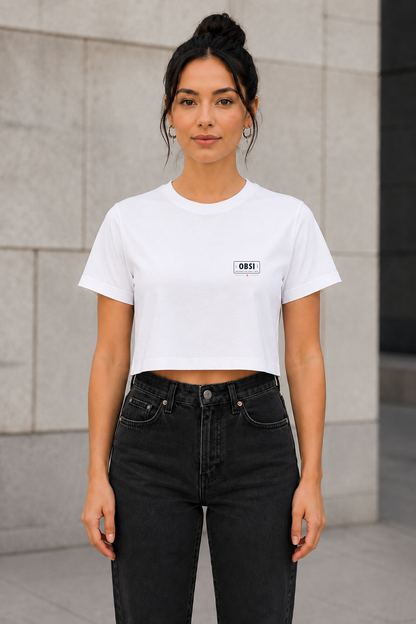 OBSI Daily Logo Tee – Frauen Crop Shirt Weiss