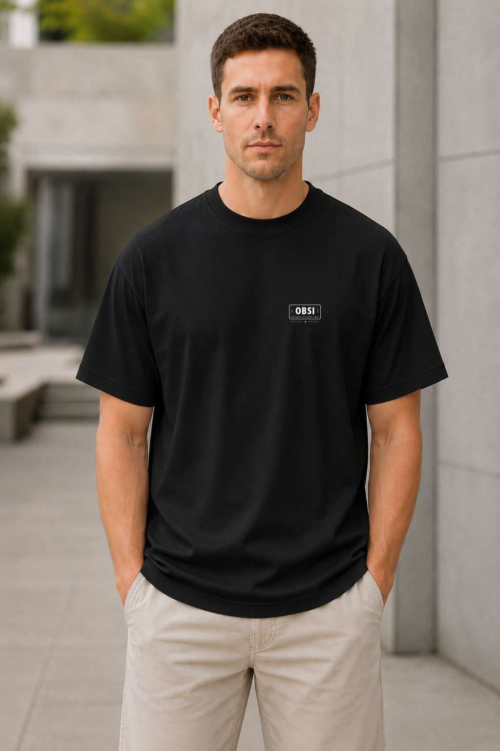 OBSI Daily Logo Tee – Heavyweight Oversize Shirt Schwarz