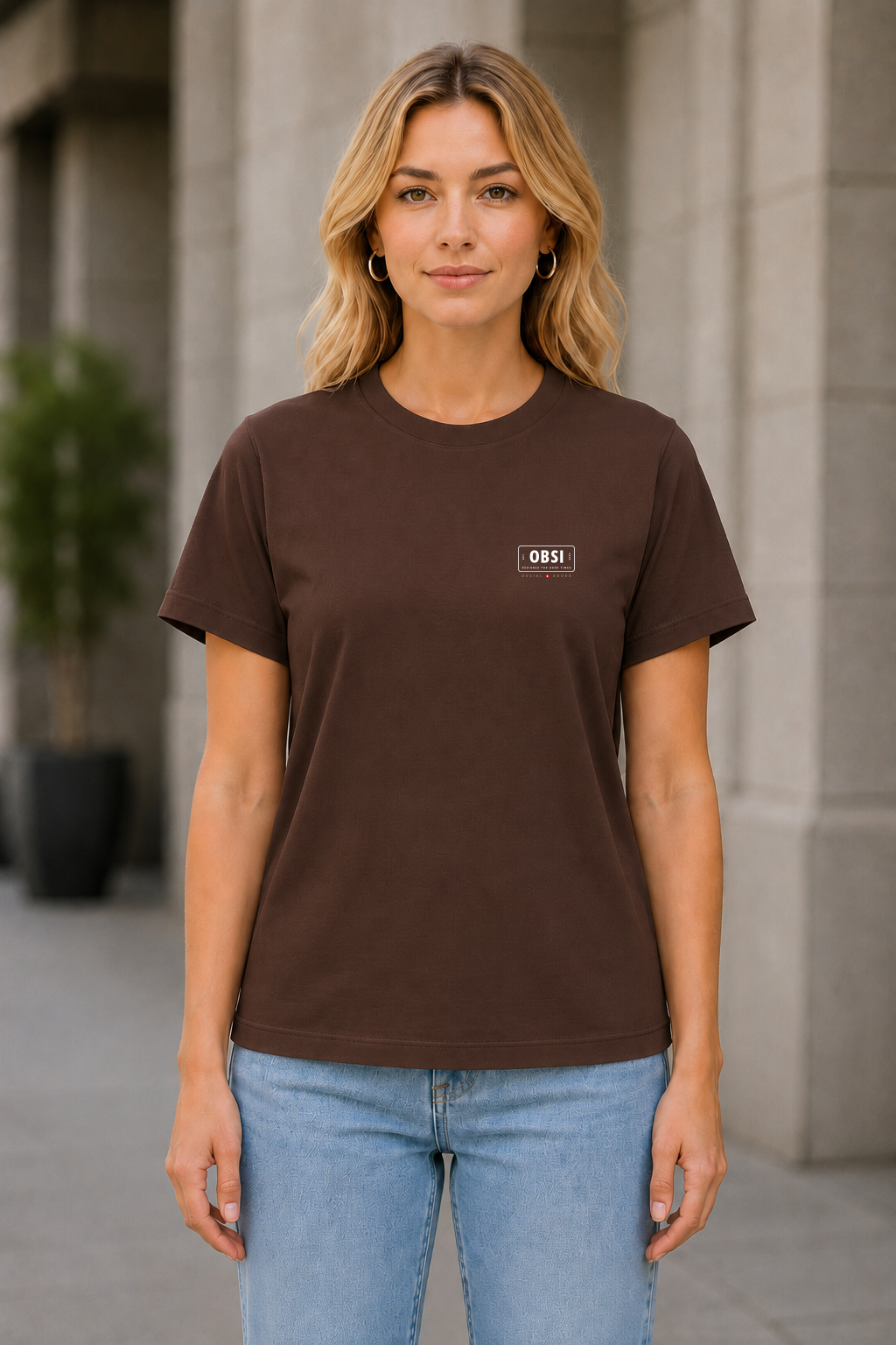OBSI Daily Logo Tee – Frauen Shirt Chocolate Brown