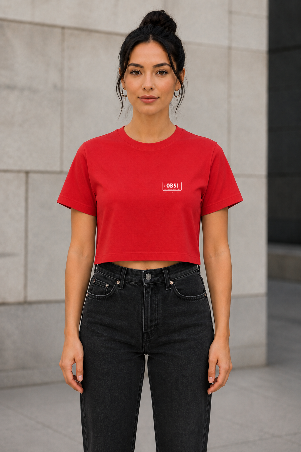 OBSI Daily Logo Tee – Frauen Crop Shirt City Red