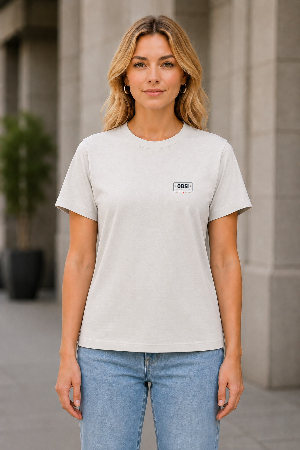 OBSI Daily Logo Tee – Frauen Shirt Cloud
