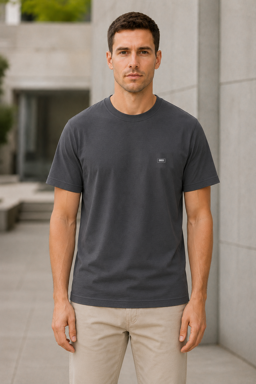 OBSI Daily Logo Tee – Bio-Baumwolle Shirt Dark Grey