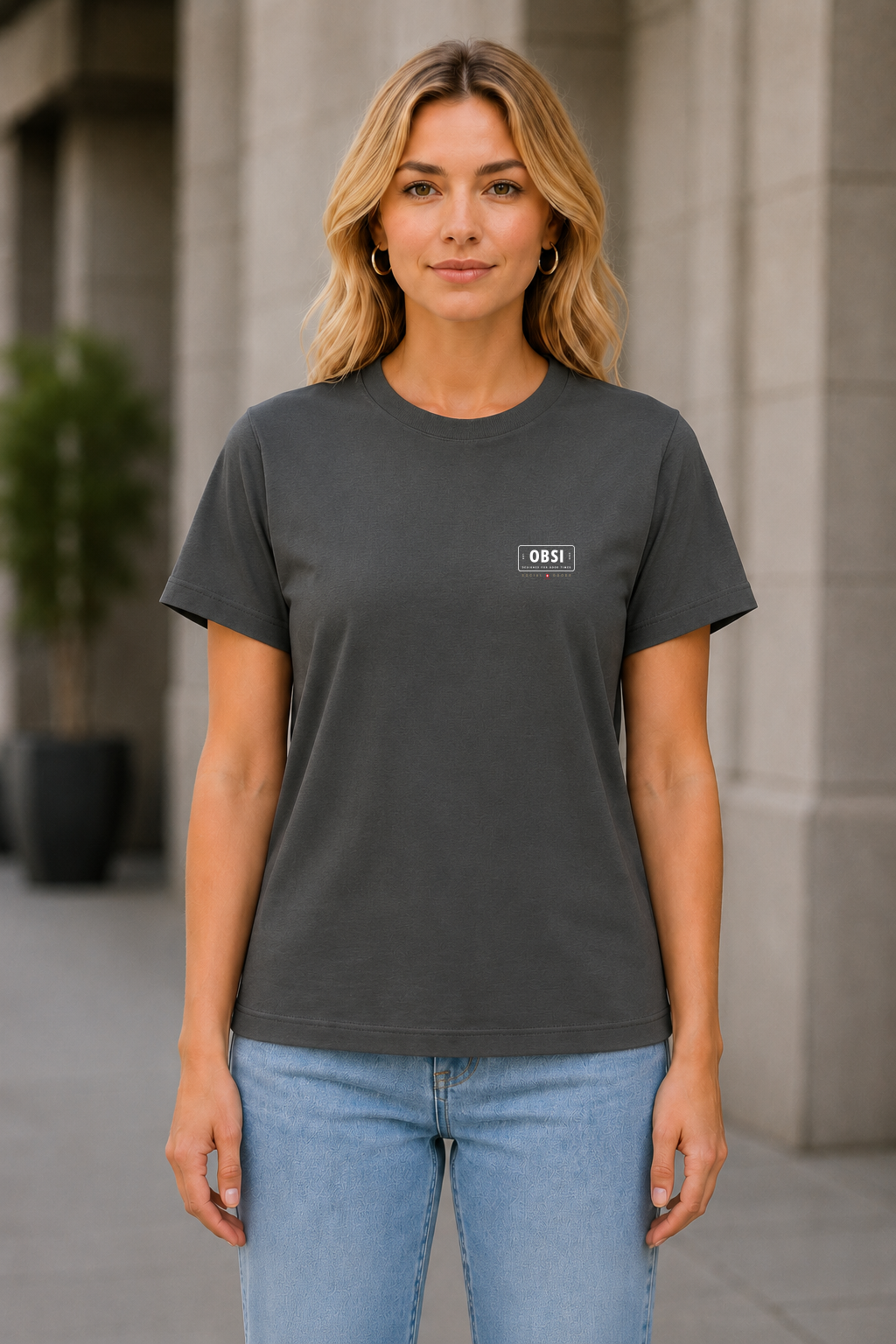 OBSI Daily Logo Tee – Frauen Shirt Dark Shadow