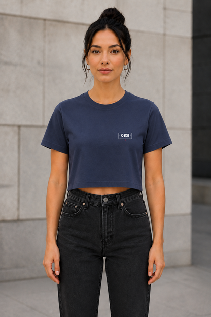 OBSI Daily Logo Tee – Frauen Crop Shirt Light Navy