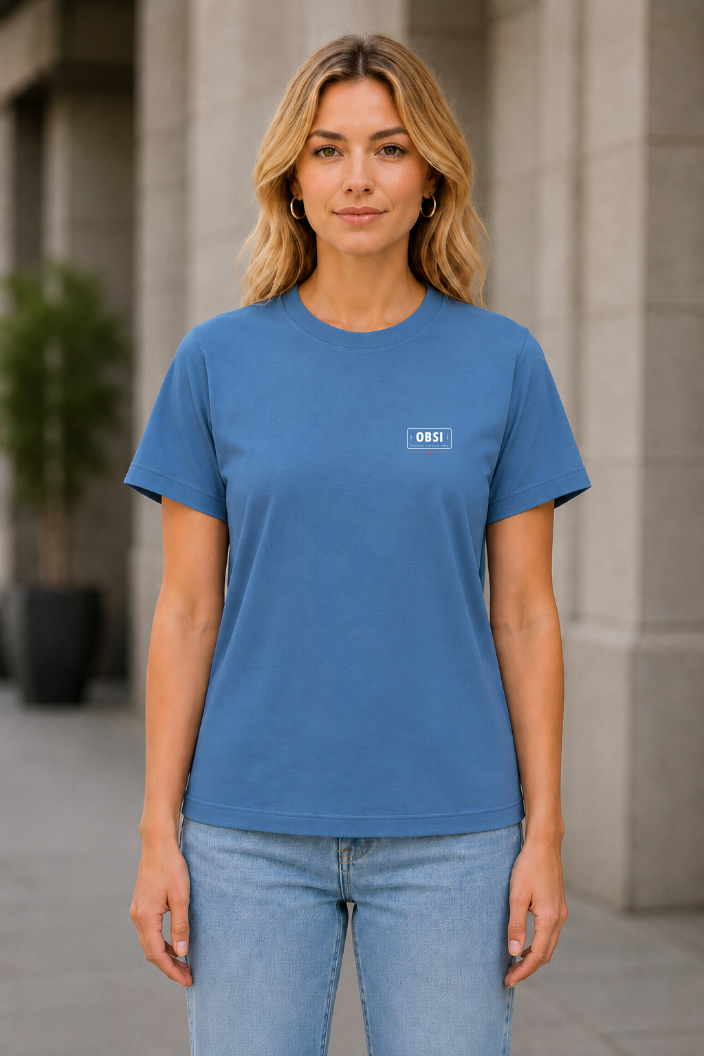 OBSI Daily Logo Tee – Frauen Shirt Ocean Blue