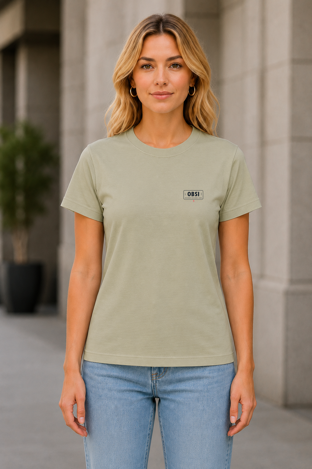 OBSI Daily Logo Tee – Frauen Shirt Pale Olive
