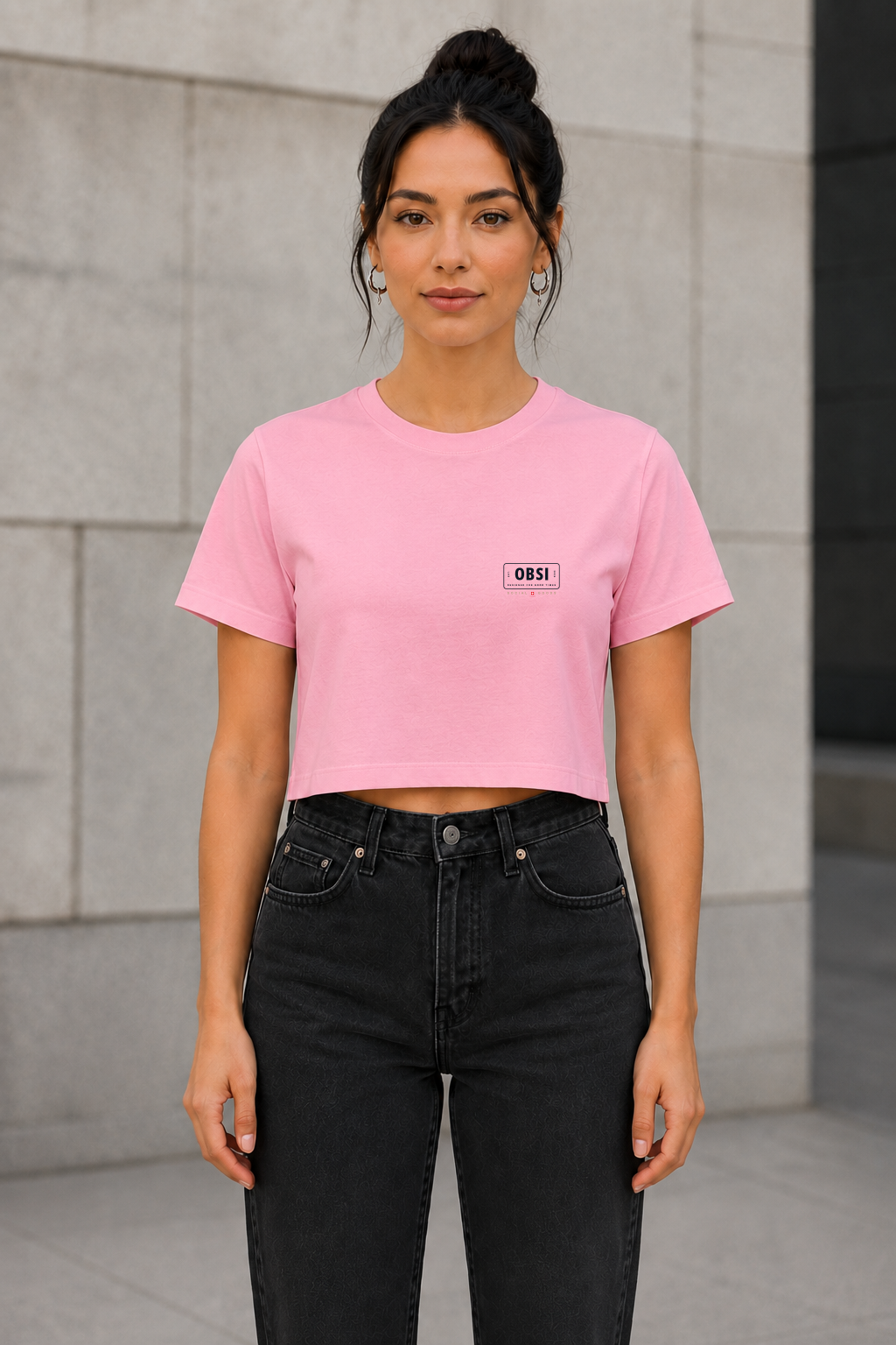 OBSI Daily Logo Tee – Frauen Crop Shirt Pink