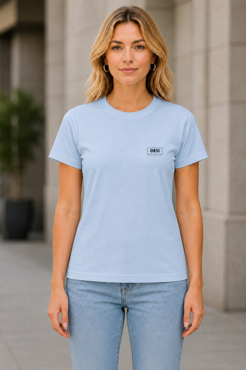 OBSI Daily Logo Tee – Frauen Shirt Powder Blue
