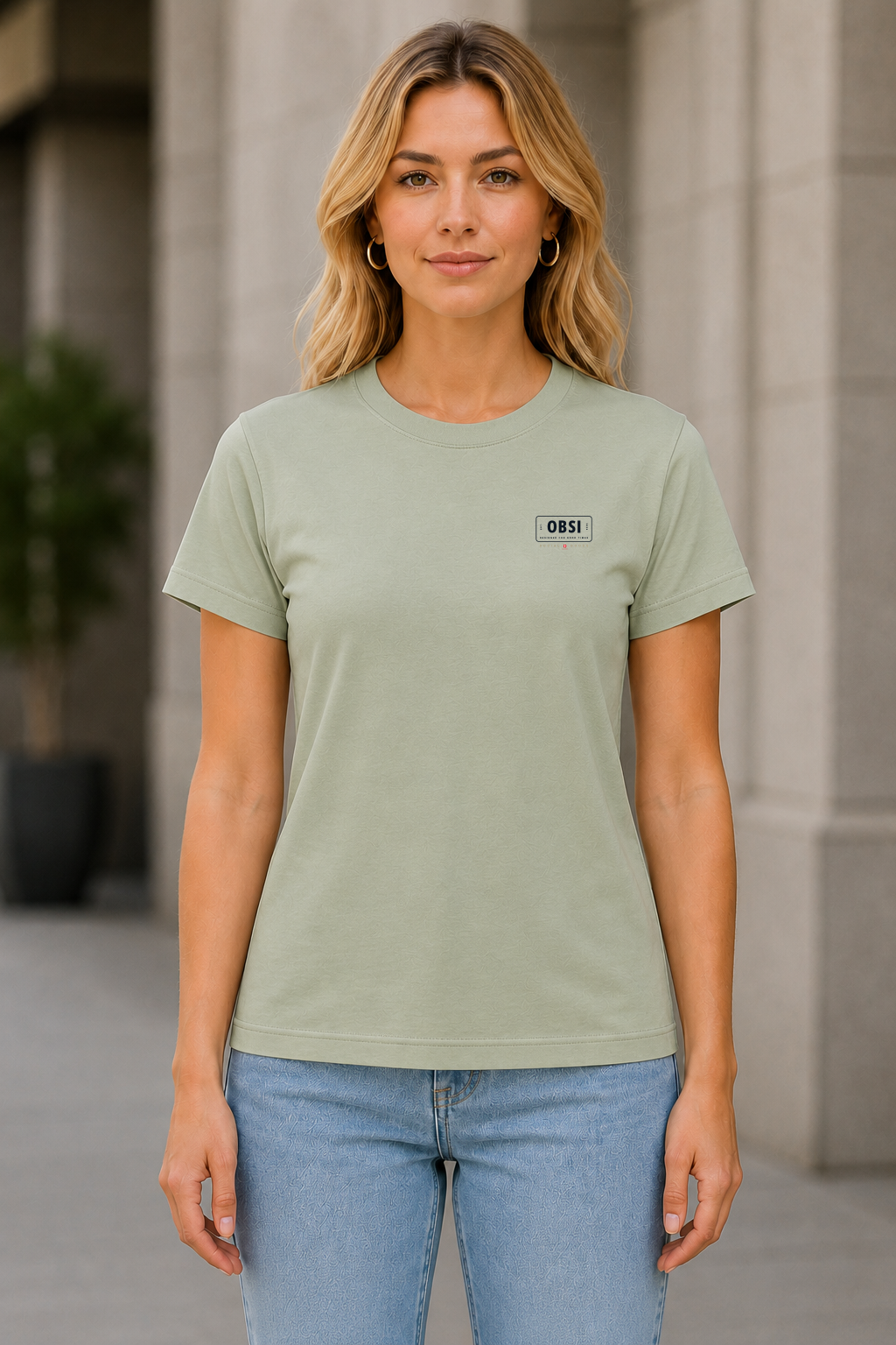 OBSI Daily Logo Tee – Frauen Shirt Soft Salvia