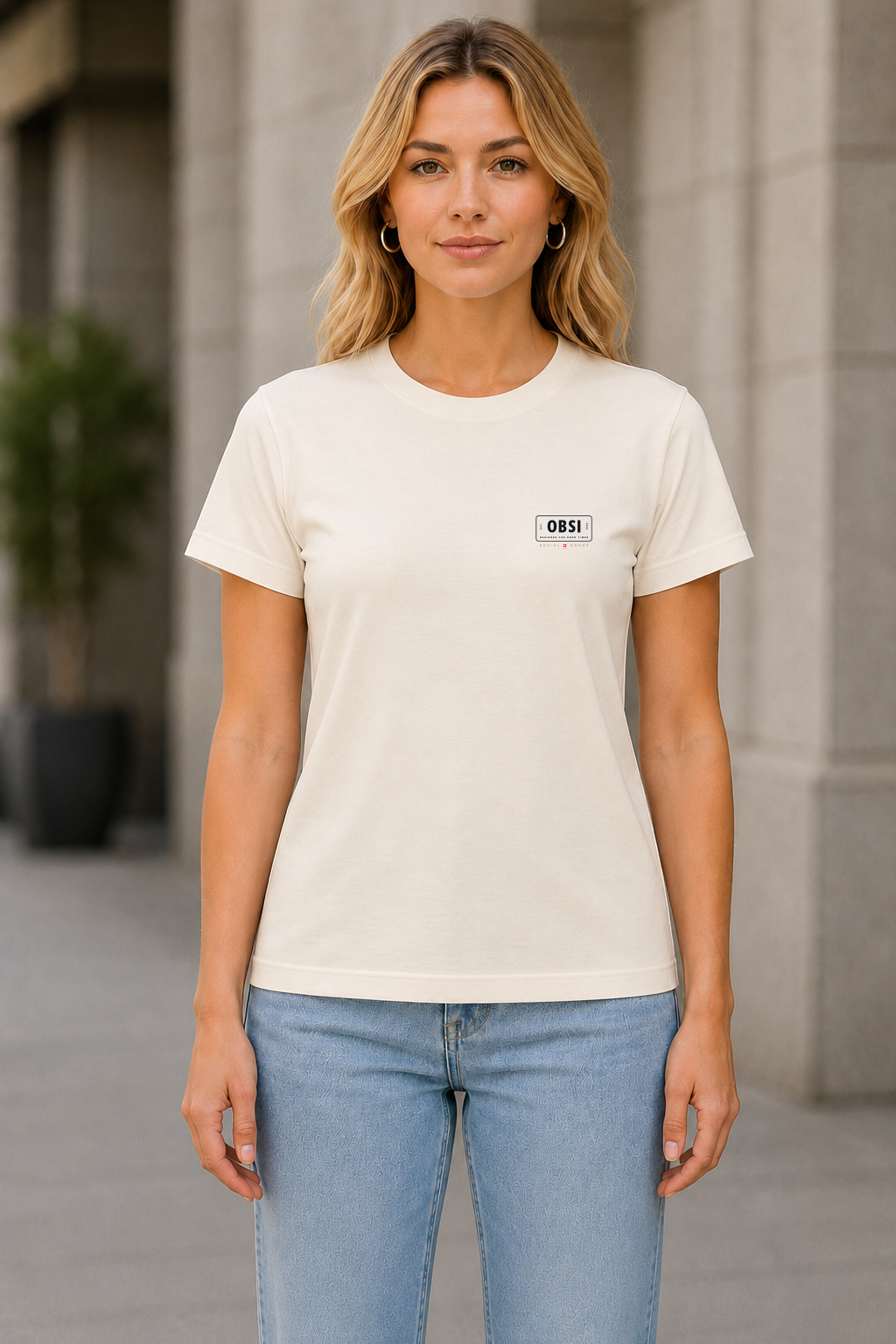OBSI Daily Logo Tee – Frauen Shirt White Sand